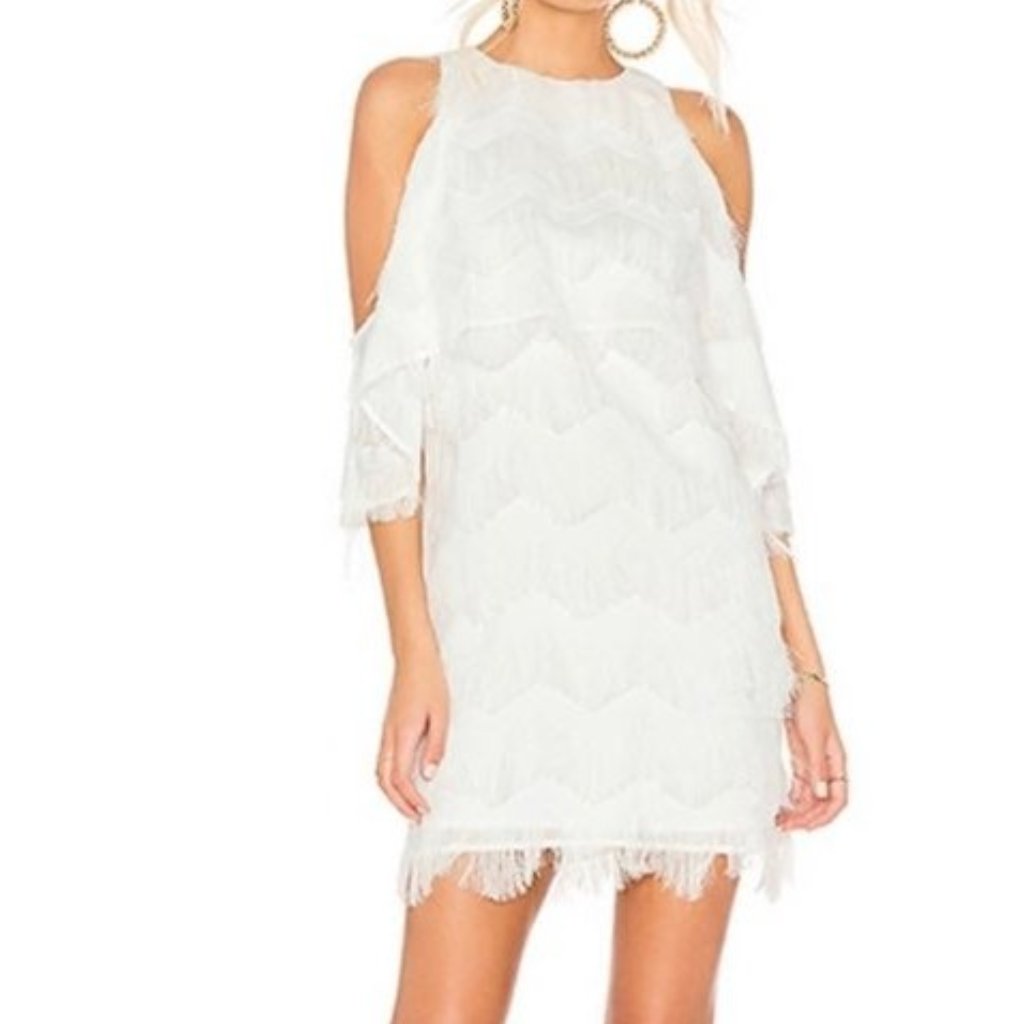 Elliatt Dress White Trendy Mini Fringe